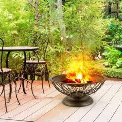 Tulip Feuerschale Ø75cmGrill Feuerstelle Funkenschutz Stahl Brüniert -Outdoor Grills Store 10028582 yy 0008 ambient 08 Blumfeldt Tulip Feuerschale 75cm Grill