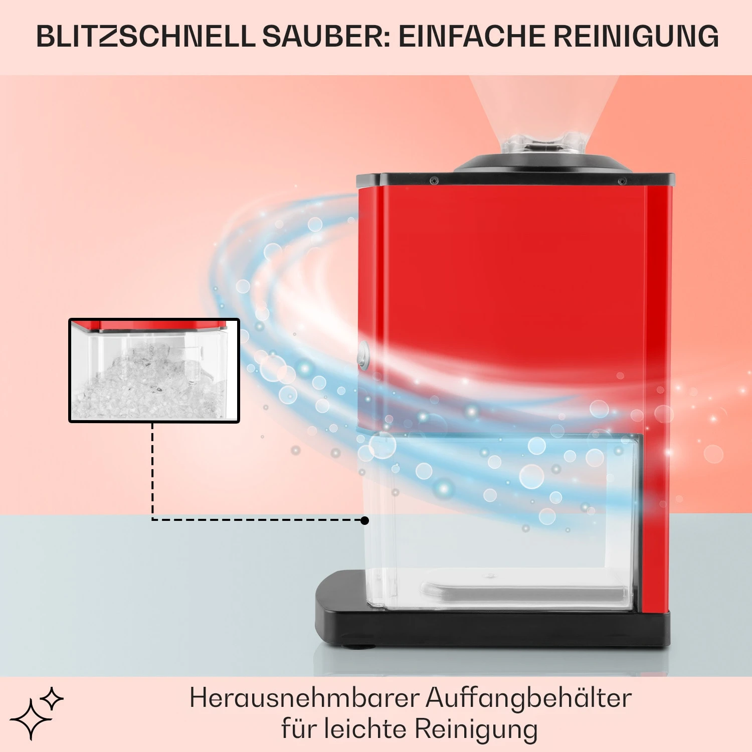 Icebreaker Ice Crusher 15kg/h 3,5 Liter Eisbehälter Edelstahl Rot 5 Icebreaker Ice Crusher 15kg/h 3,5 Liter Eisbehälter Edelstahl Rot – Bild 5