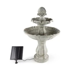 Vogelsbrunn Springbrunnen 60x90cm 3W Solar Akku Beton-Optik -Outdoor Grills Store 10029039 yy 0005 front Blumfeldt Vogelsbrunn Zierbrunnen Solar