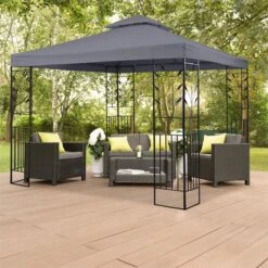 Odeon Grey Pavillon Partyzelt Festzelt 3x3m Stahl Polyester Dunkelgrau -Outdoor Grills Store 10030686 yy 0005 ambient Blumfeldt Odeon Grey Pavillon Partyzelt dunkelgrau