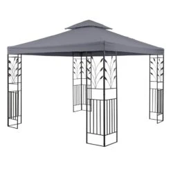Odeon Grey Pavillon Partyzelt Festzelt 3x3m Stahl Polyester Dunkelgrau -Outdoor Grills Store 10030686 yy 0006 front Blumfeldt Odeon Grey Pavillon Partyzelt dunkelgrau