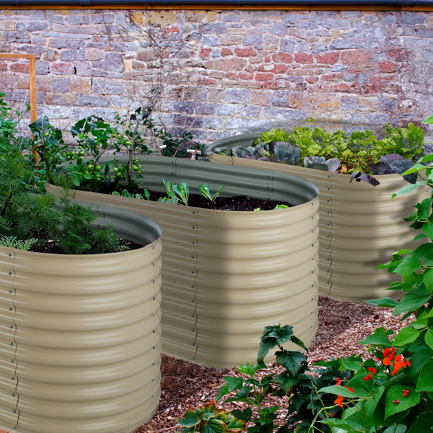 High Grow Hochbeet Gartenbeet 1,6m Zink-Alu-Beschichtung Beige 3 High Grow Hochbeet Gartenbeet 1,6m Zink-Alu-Beschichtung Beige – Bild 3