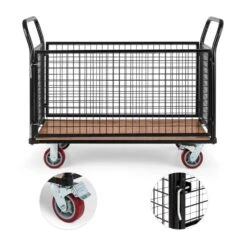 Loadster Gitterwagen Rollwagen Magazinwagen Max.500kg Holzboden -Outdoor Grills Store 10031241 yy 0003 detail Waldbeck Loadster Gitterwagen Rollwagen schwarz reedit