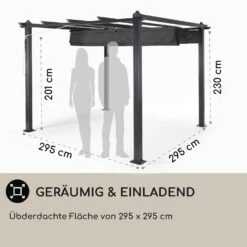 Pantheon 3x3 Pergola Vordach 3x3m Aluminium Sonnendach Polyester Grau -Outdoor Grills Store 10031882 DE 0004 usp