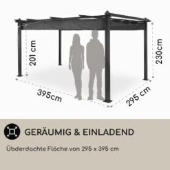 Pantheon 3x4 Pergola Vordach 3x4m Aluminium Sonnendach Polyester Grau -Outdoor Grills Store 10031883 DE 0004 usp