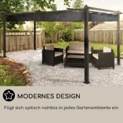 Pantheon 3x4 Pergola Vordach 3x4m Aluminium Sonnendach Polyester Grau -Outdoor Grills Store 10031883 DE 0006 usp