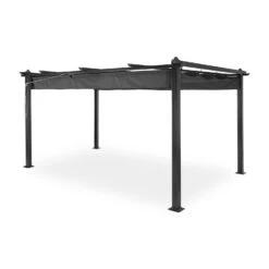 Pantheon 3x4 Pergola Vordach 3x4m Aluminium Sonnendach Polyester Grau