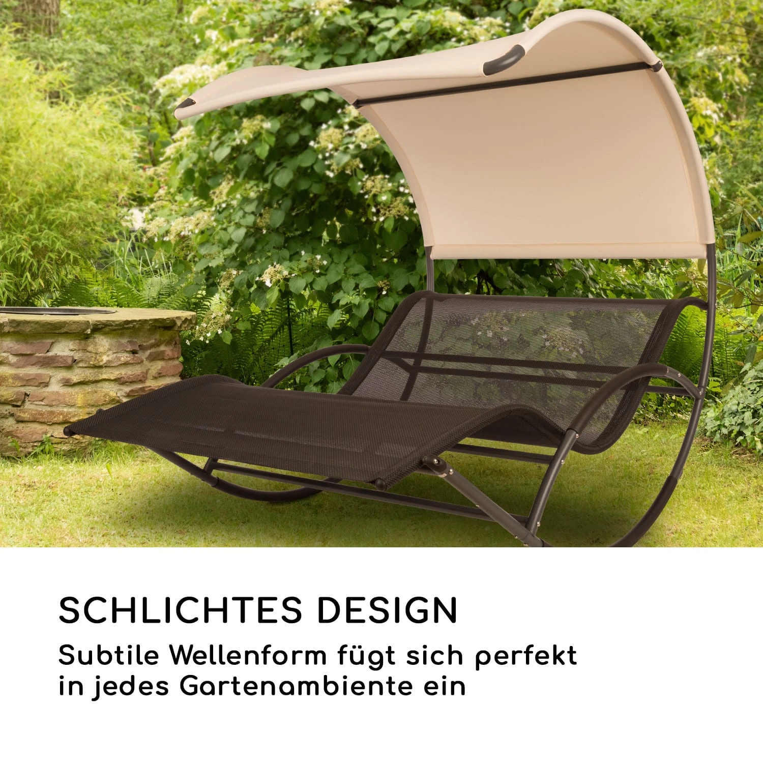 The Big Easy Schwingliege Schwarz, Wetterfest 350kg Max. UV- Schutz 7 The Big Easy Schwingliege Schwarz, Wetterfest 350kg Max. UV- Schutz – Bild 7