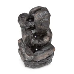 Felsquell Solar-Kaskadenbrunnen Akkubetrieb 2 KW Solarpanel 3 LEDs -Outdoor Grills Store 10032286 yy 0004 detail Blumfeldt Felsquell Solar Kaskadenbrunnen