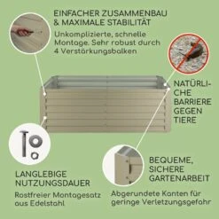 High Grow Straight Hochbeet 180x60x90cm 970l Stahl Verzinkt Beige -Outdoor Grills Store 10032317 DE 0003 usp