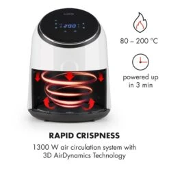 AirVital Heißluftfritteuse 1300W 2,5l CeraPlus-Antihaft Touch Weiß -Outdoor Grills Store 10032331 yy 0004 logo Klarstein AirVital Heissluftfritteuse 1300W weiss reedit