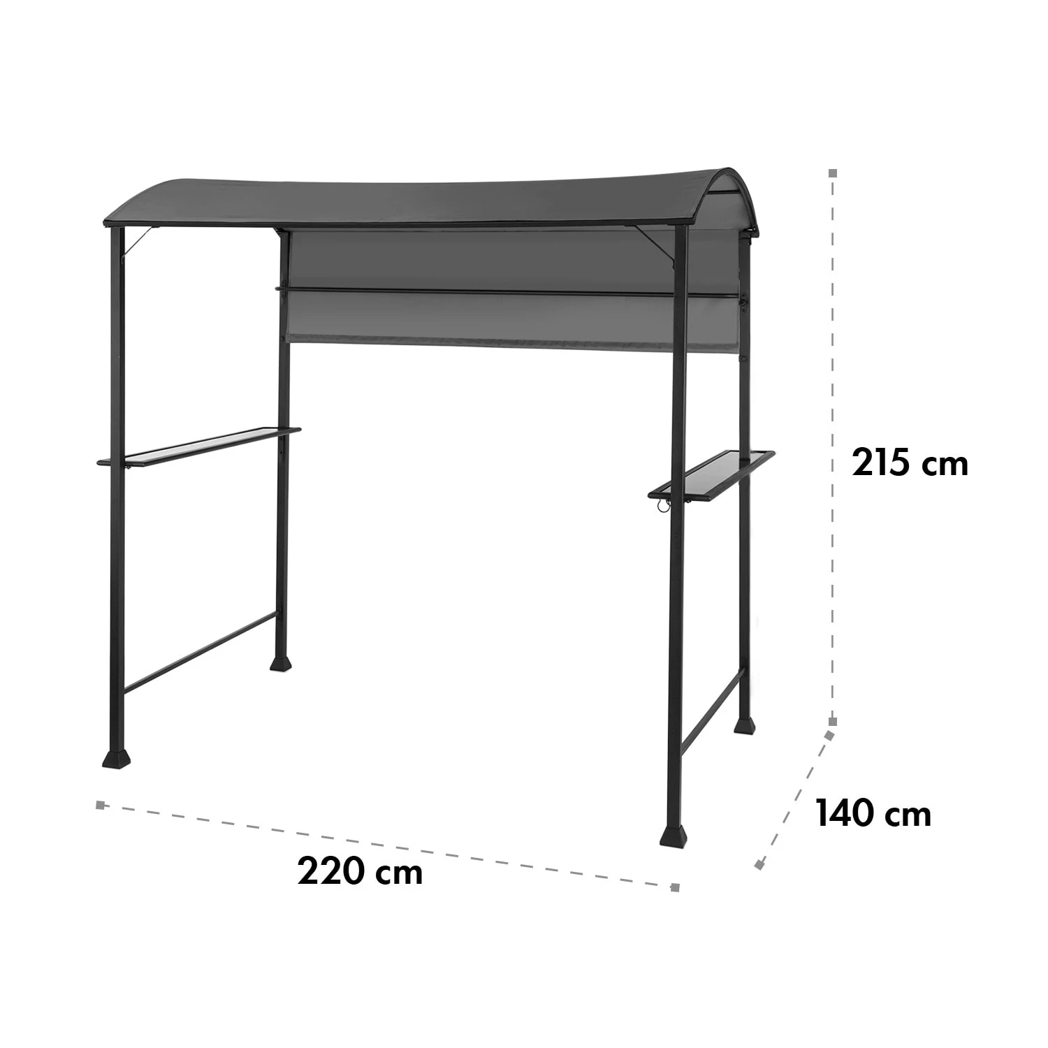 Steakhouse Grilldach 220x215x140cm PE 180 G/m² Flammhemmend Stahl Grau 11 Steakhouse Grilldach 220x215x140cm PE 180 G/m² Flammhemmend Stahl Grau – Bild 11