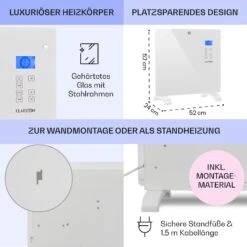 Norderney Konvektions-Heizgerät Thermostat Timer 1000W 20m² Weiß -Outdoor Grills Store 10032788 de 0006 usp