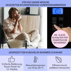 Norderney Konvektions-Heizgerät Thermostat Timer 2000W 30m² Schwarz -Outdoor Grills Store 10032789 de 0003 usp