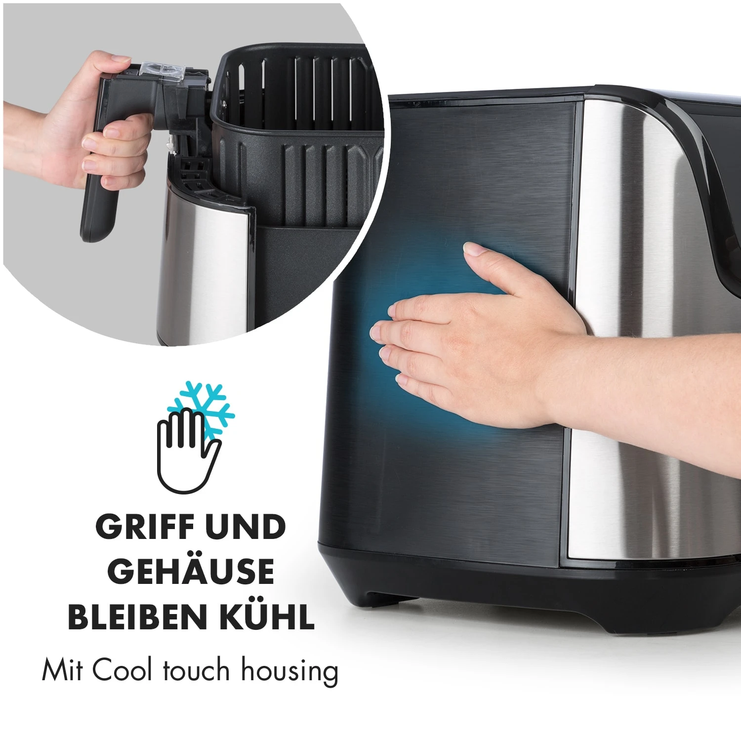 AeroVital Deluxe Heißluftfritteuse 1700W 5,4 Liter Edelstahl 6 AeroVital Deluxe Heißluftfritteuse 1700W 5,4 Liter Edelstahl – Bild 6