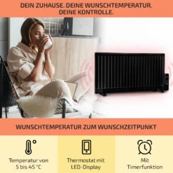 Wallander Ölradiator 1000W Thermostat Ölheizung Ultraflach Schwarz -Outdoor Grills Store 10033103 de 0003 usp