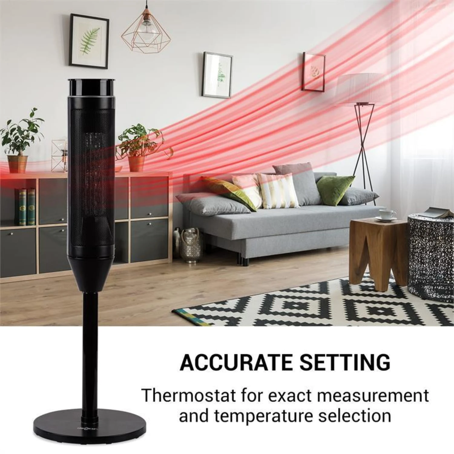 Heat Spike Turmheizgerät 1200/2200W 8h-Timer Thermostat Schwarz 7 Heat Spike Turmheizgerät 1200/2200W 8h-Timer Thermostat Schwarz – Bild 7