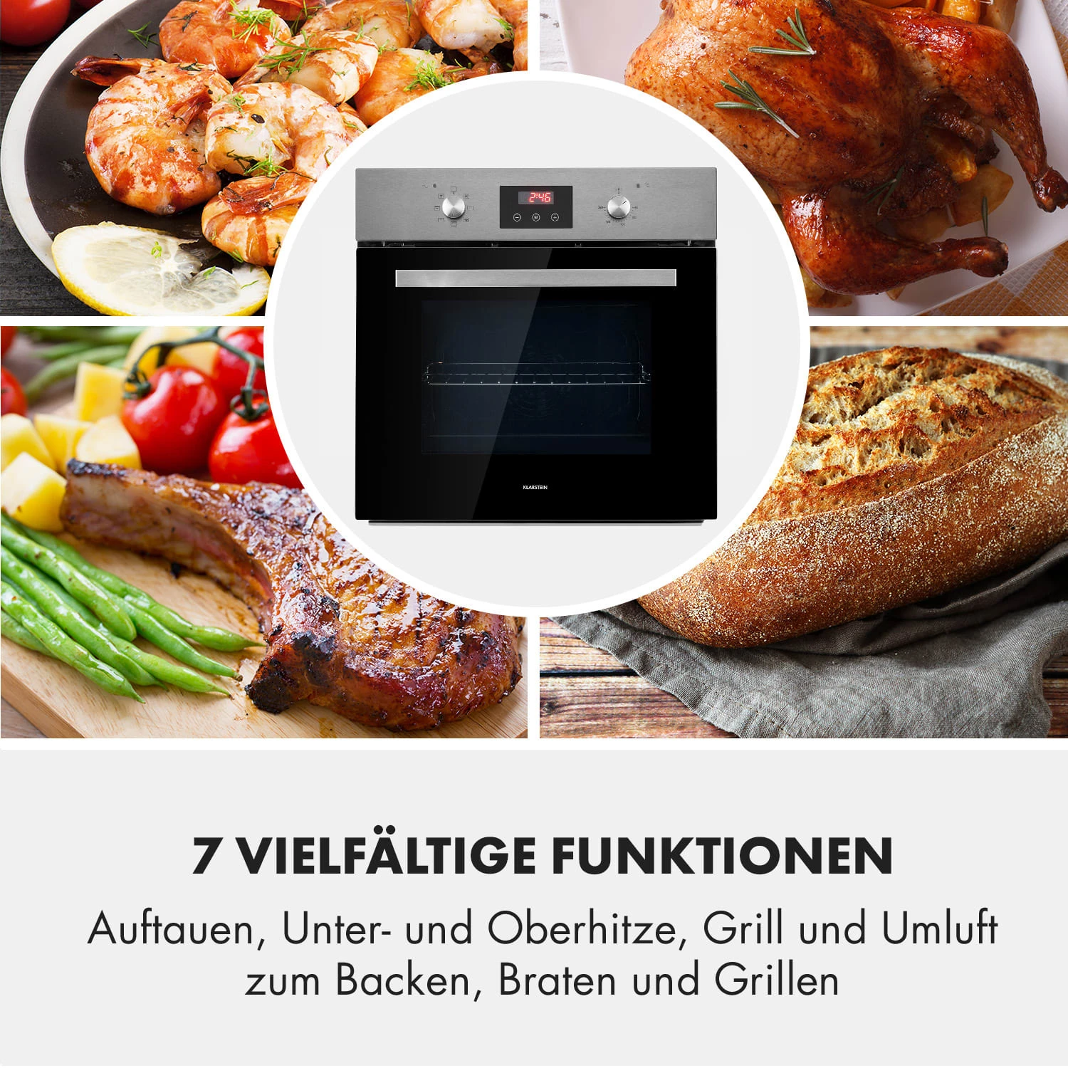 Kalahari Elektrischer Einbaubackofen 2300W 7 Funktionen Schwarz 8 Kalahari Elektrischer Einbaubackofen 2300W 7 Funktionen Schwarz – Bild 8