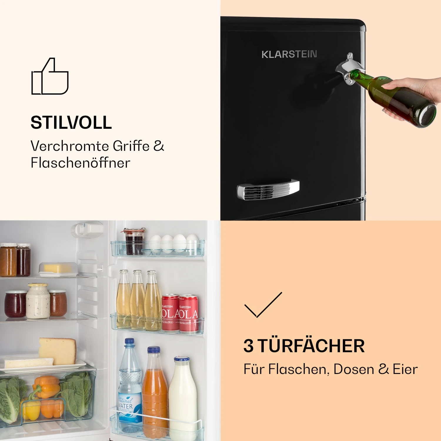 Audrey Kühl- & Gefrierkombination 97l/39l Retro-Look 2 Böden 5 Audrey Kühl- & Gefrierkombination 97l/39l Retro-Look 2 Böden – Bild 5