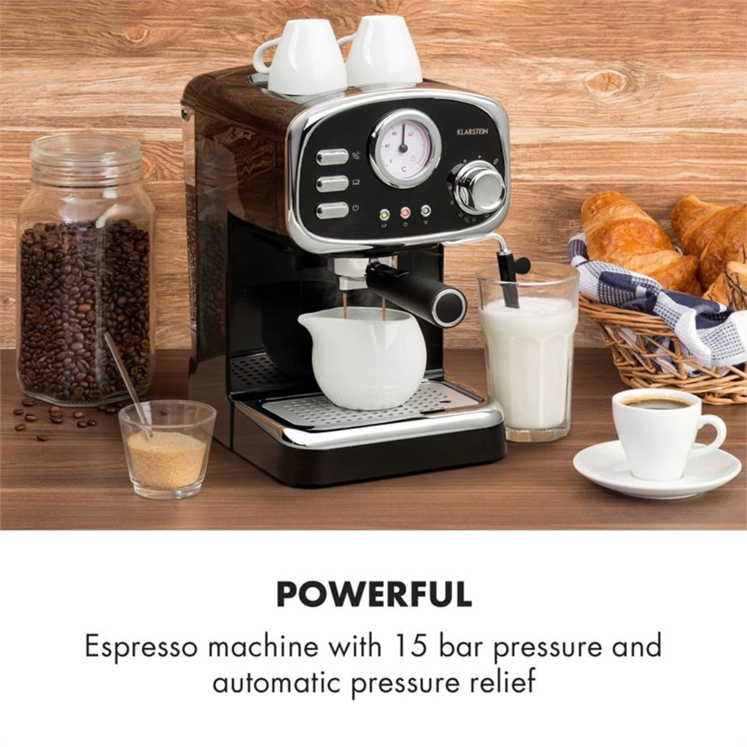 Espressionata Gusto Espressomaschine 1100W 15 Bar Druck Schwarz 2 Espressionata Gusto Espressomaschine 1100W 15 Bar Druck Schwarz – Bild 2