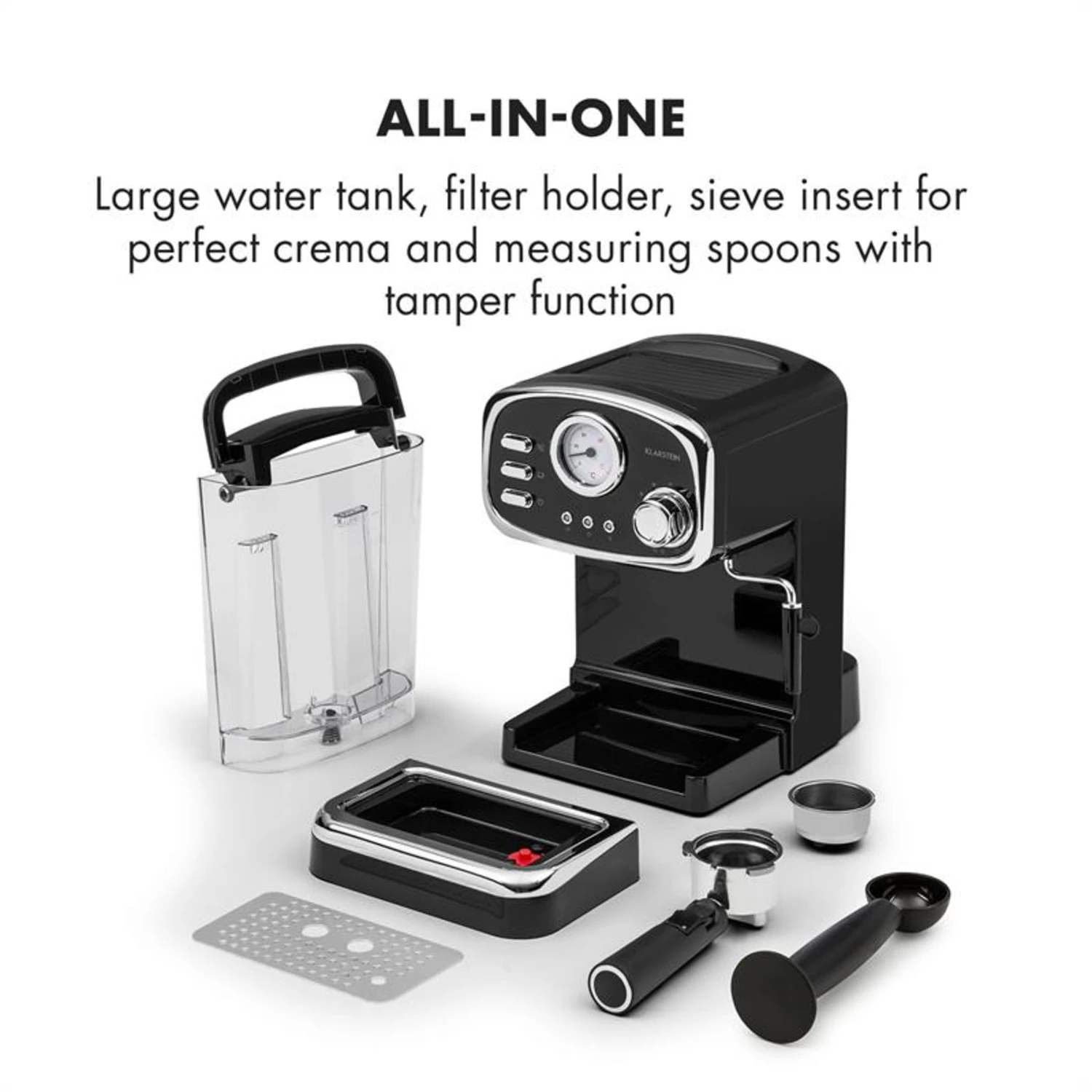 Espressionata Gusto Espressomaschine 1100W 15 Bar Druck Schwarz 8 Espressionata Gusto Espressomaschine 1100W 15 Bar Druck Schwarz – Bild 8