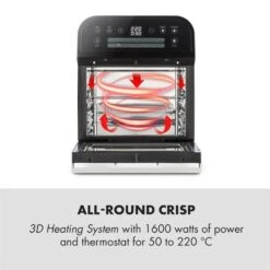 AeroVital Cube Heißluftfritteuse 1600W 12l Timer 16 Programme Schwarz -Outdoor Grills Store 10033248 yy 0003 logo Klarstein AeroVital Cube Heissluftfritteuse schwarz reedit