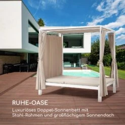 Eremitage Double Sunbed 2 Pers Stahl-Rahmen Sonnendach Vorhänge Creme -Outdoor Grills Store 10033317 de 0004 logo