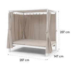Eremitage Double Sunbed 2 Pers Stahl-Rahmen Sonnendach Vorhänge Creme -Outdoor Grills Store 10033317 yy 0010 dimensions
