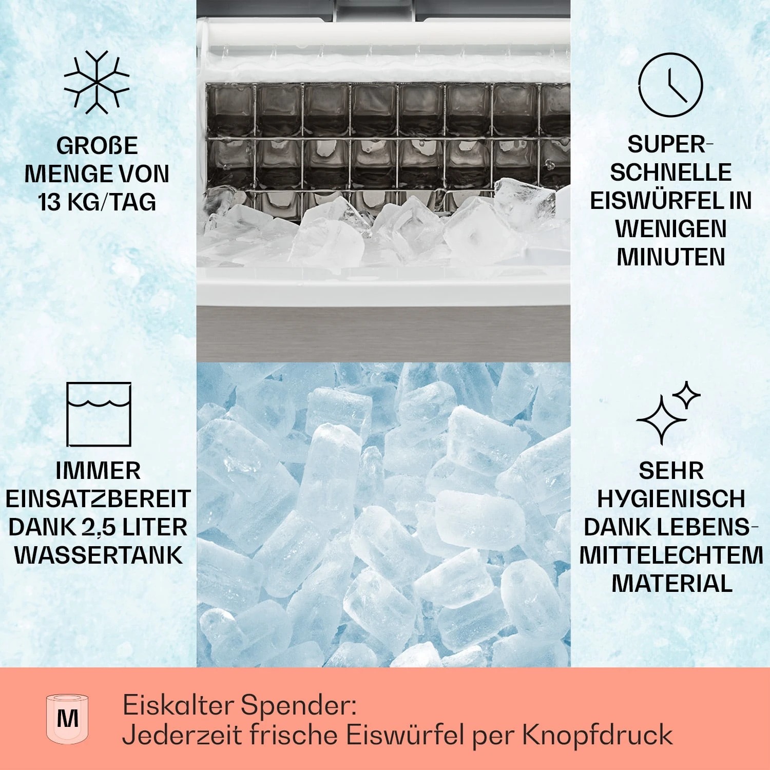 Clearcube Eiswürfelmaschine Klareis 13kg/24h Edelstahl Schwarz 2 Clearcube Eiswürfelmaschine Klareis 13kg/24h Edelstahl Schwarz – Bild 2