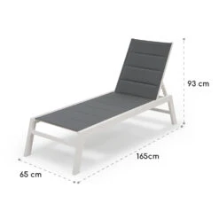 Renazzo Lounge Liegestuhl 70/30 PVC/PE Aluminium 6-Stufen Weiß Grau -Outdoor Grills Store 10033364 yy 0009 logo