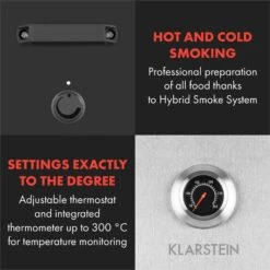 Flintstone Steel Räucherofen 1600 W Integriertes Thermometer Edelstahl -Outdoor Grills Store 10033372 yy 0004 logo Klarstein Flintstone Steel Raeucherofen Edelstahl reedit