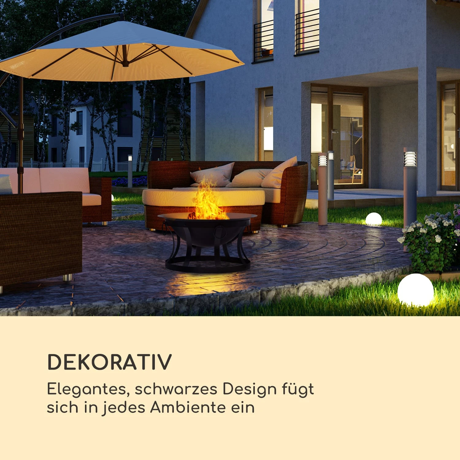 Pentos 2-in-1-Feuerschale Ø73cm Funkenschutz Ø60cm Grill Gusseisen 2 Pentos 2-in-1-Feuerschale Ø73cm Funkenschutz Ø60cm Grill Gusseisen – Bild 2