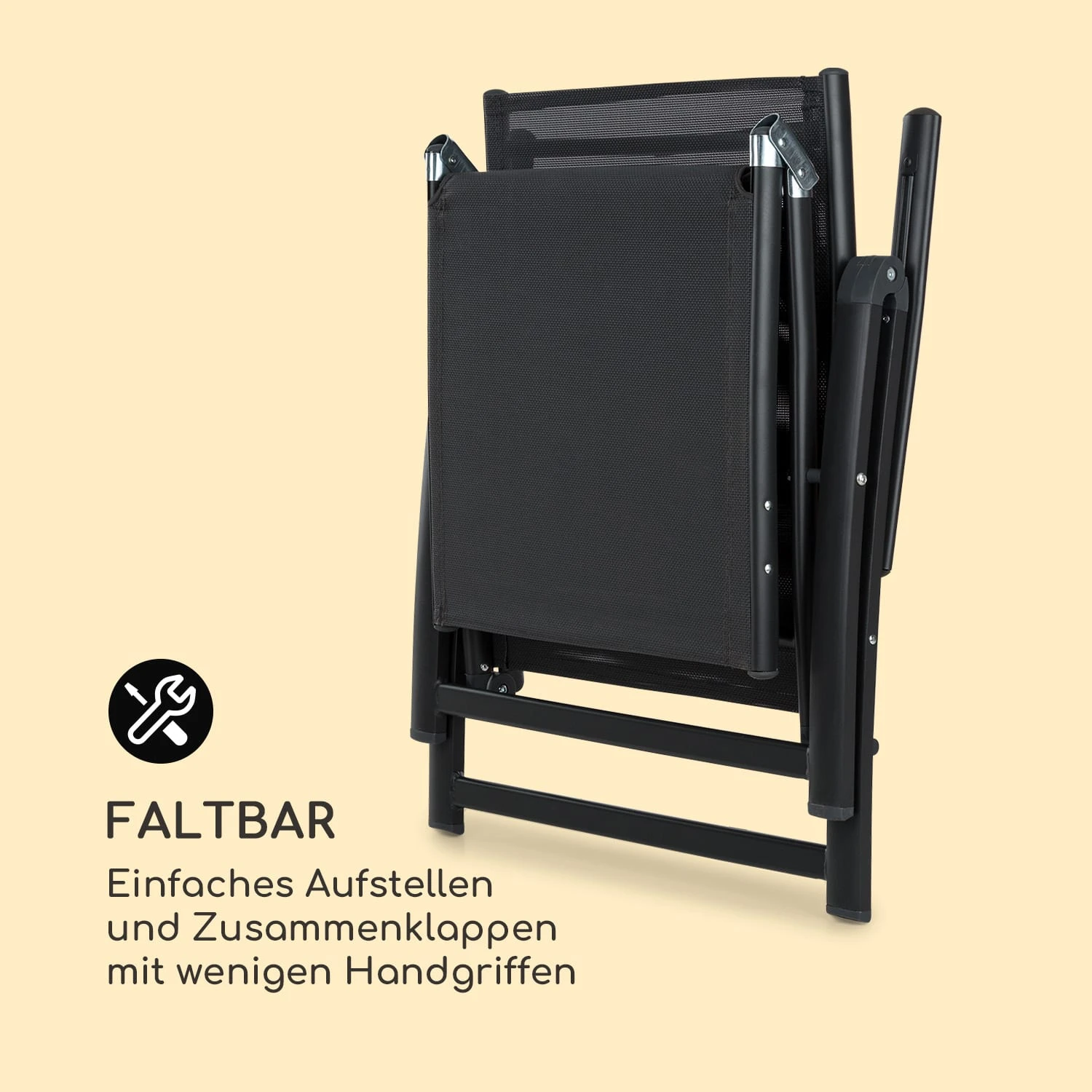 Pomporto Lounge Liegestuhl 70/30 PVC/PE Aluminium 7-Stufen Anthrazit 3 Pomporto Lounge Liegestuhl 70/30 PVC/PE Aluminium 7-Stufen Anthrazit – Bild 3