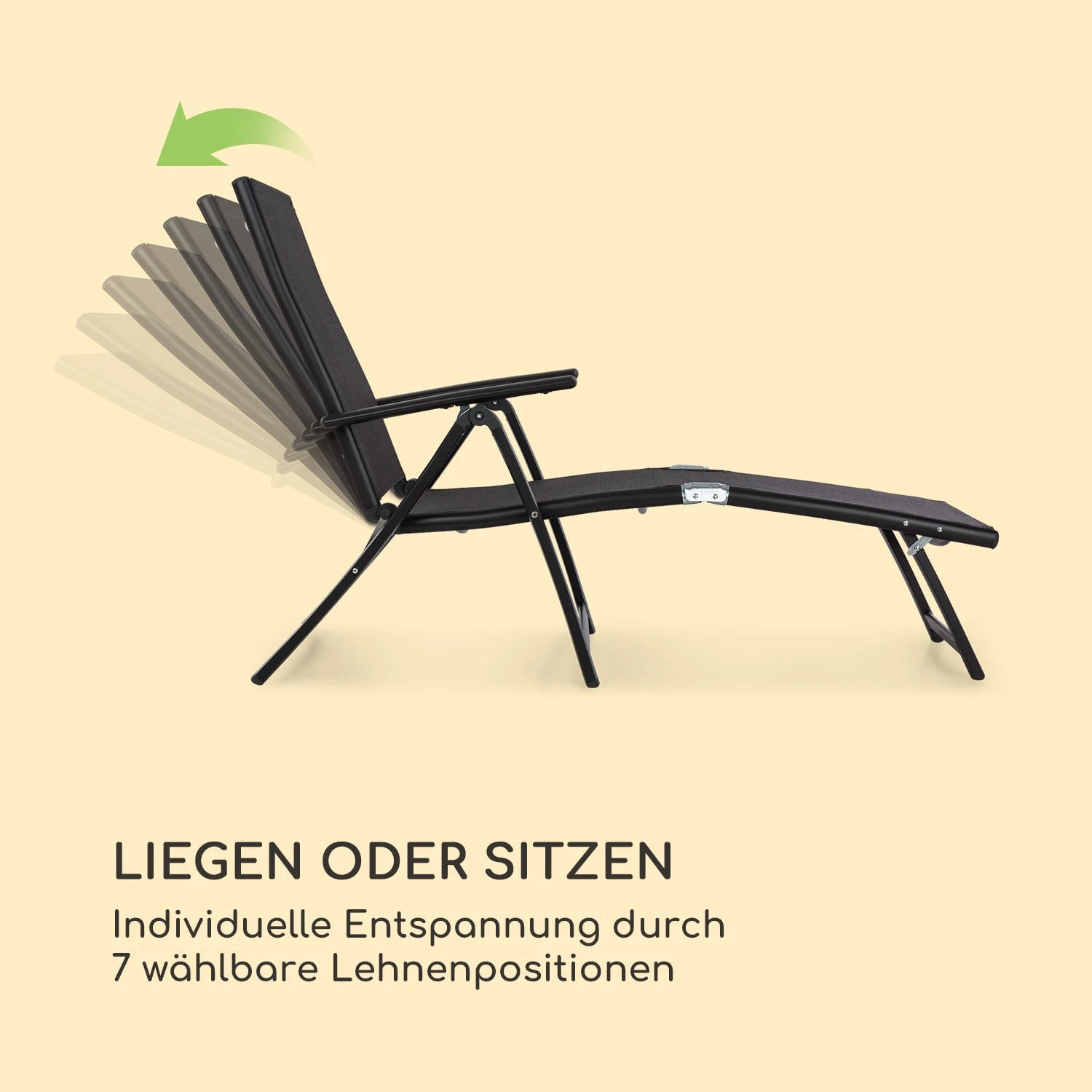 Pomporto Lounge Liegestuhl 70/30 PVC/PE Aluminium 7-Stufen Anthrazit 5 Pomporto Lounge Liegestuhl 70/30 PVC/PE Aluminium 7-Stufen Anthrazit – Bild 5