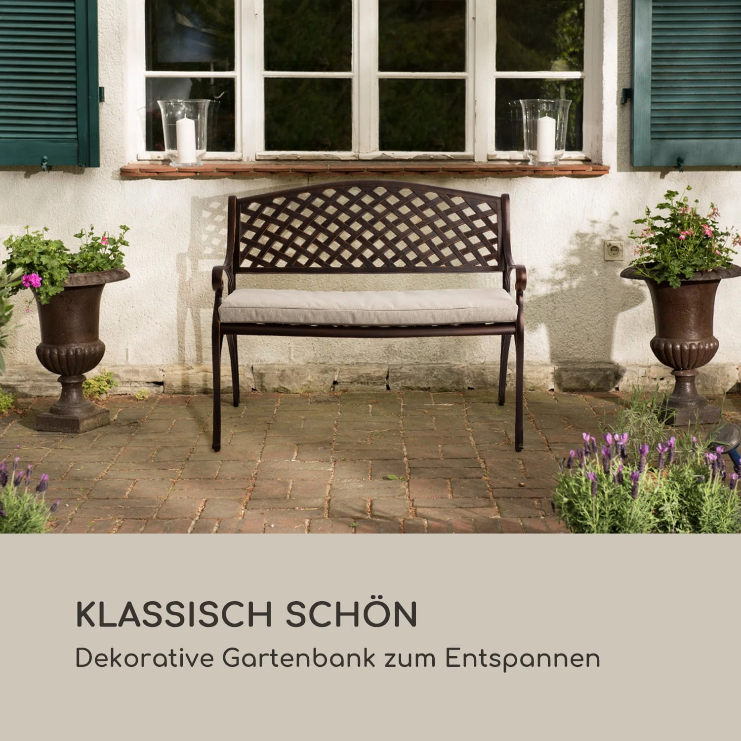 Pozzilli AN Gartenbank Aluminiumguss Witterungsbeständig Antik-kupfer 2 Pozzilli AN Gartenbank Aluminiumguss Witterungsbeständig Antik-kupfer – Bild 2