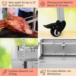 Sauenland Pro Spanferkelgrill Drehspieß 13W 4 Rollen Edelstahl -Outdoor Grills Store 10033566 de 0005 usp
