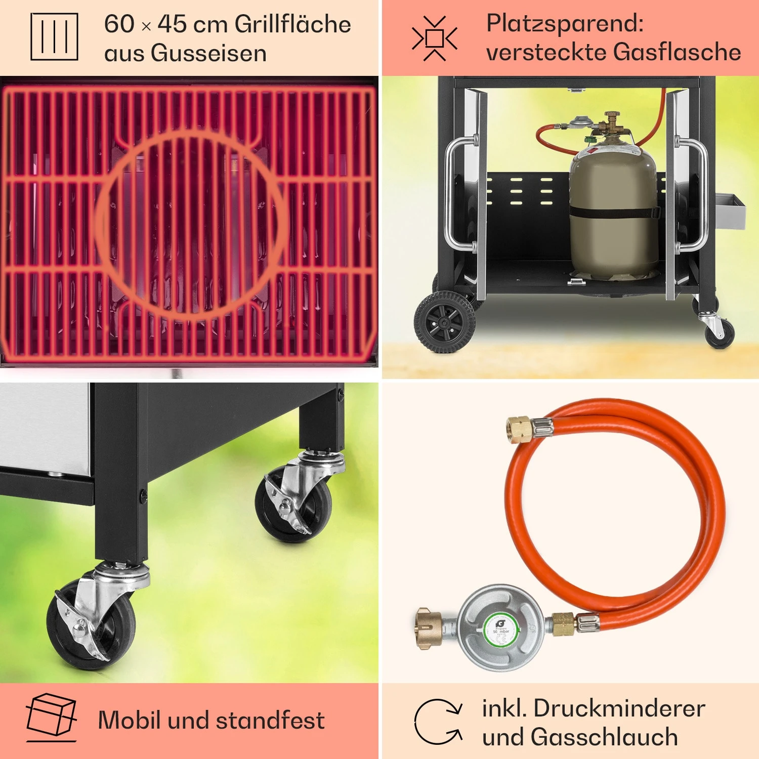 Tomahawk 3.1 S Gasgrill 3x3,6kW Brenner+2,7 KW 60x45cm Grill Edelstahl 5 Tomahawk 3.1 S Gasgrill 3x3,6kW Brenner+2,7 KW 60x45cm Grill Edelstahl – Bild 5