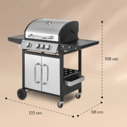 Tomahawk 3.1 S Gasgrill 3x3,6kW Brenner+2,7 KW 60x45cm Grill Edelstahl 15 Tomahawk 3.1 S Gasgrill 3x3,6kW Brenner+2,7 KW 60x45cm Grill Edelstahl -Outdoor Grills Store 10033567 yy 0008 dimensions