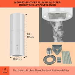 Beretta Inselabzugshaube Ø35cm Ab-/Umluft 650m³/h LED Edelstahl -Outdoor Grills Store 10033719 de 0005 usp