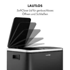 Trash Gordon Treteimer 30L / 2x15L Geräuschlos PP Edelstahl Schwarz -Outdoor Grills Store 10033721 de 0003 logo