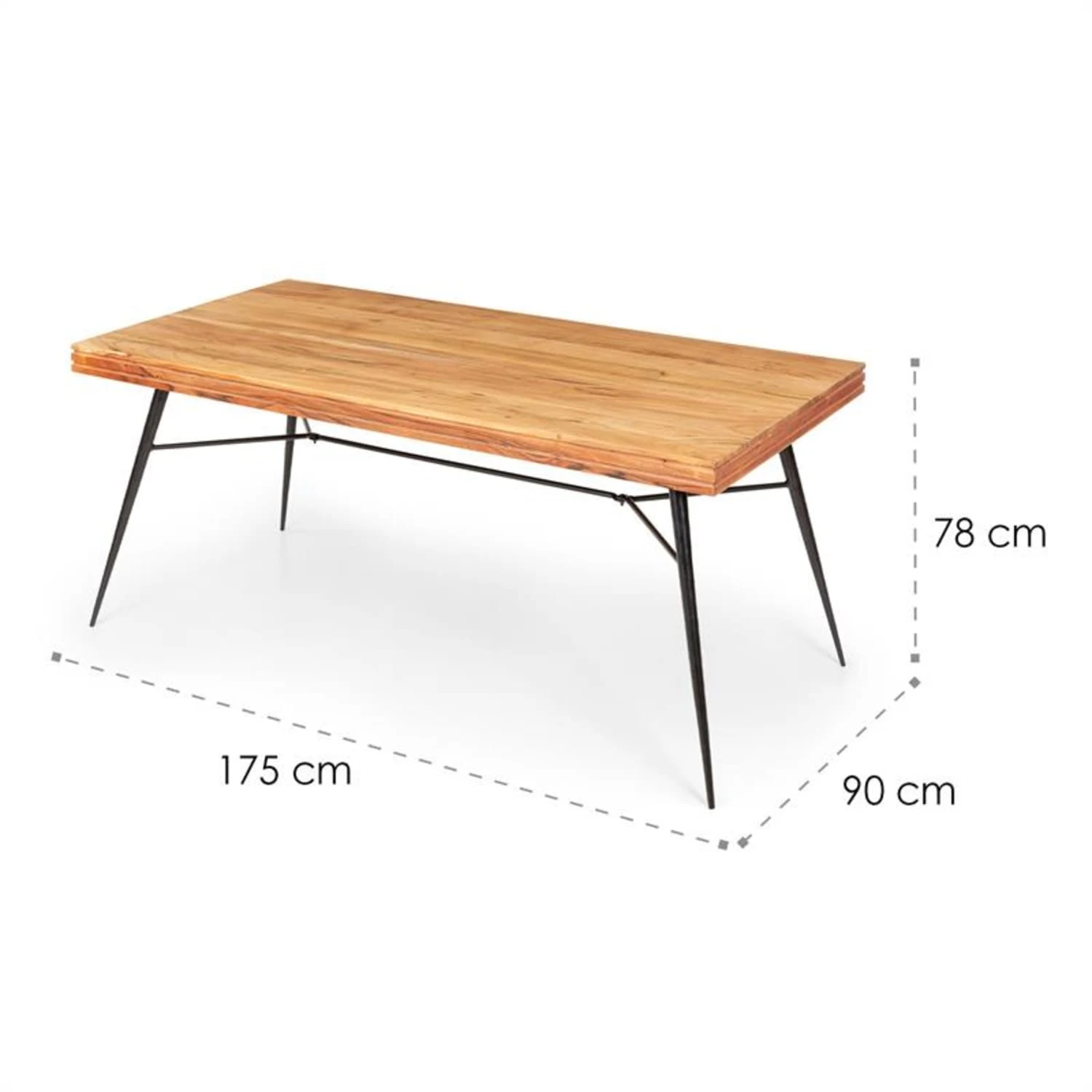 Vantor Esstisch Akazienholz Eisengestell 175 X 78 X 80 Cm Holz 7 Vantor Esstisch Akazienholz Eisengestell 175 X 78 X 80 Cm Holz – Bild 7
