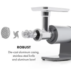 Mett Max Elektrischer Fleischwolf 600W Kupfermotor Aluminium 12 Mett Max Elektrischer Fleischwolf 600W Kupfermotor Aluminium -Outdoor Grills Store 10034244 yy 0005 logo Klarstein Mett Max elektrischer Fleischwolf grau