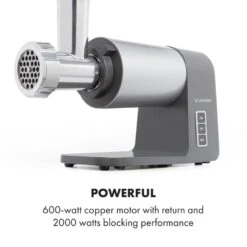 Mett Max Elektrischer Fleischwolf 600W Kupfermotor Aluminium 14 Mett Max Elektrischer Fleischwolf 600W Kupfermotor Aluminium -Outdoor Grills Store 10034244 yy 0007 logo Klarstein Mett Max elektrischer Fleischwolf grau