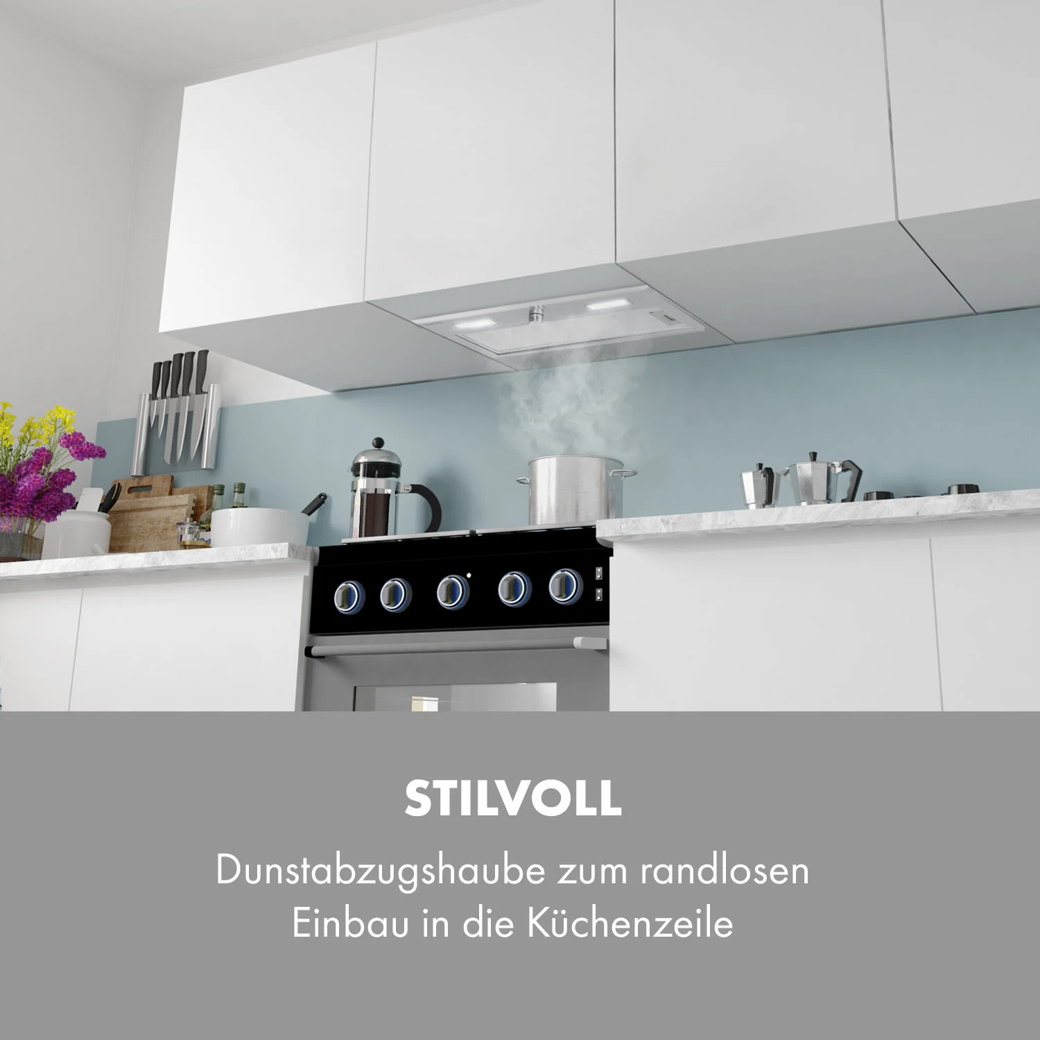 Simplica Dunstabzugshaube Einbau 70cm Abluft: 400 M³/h LED Edelstahl 2 Simplica Dunstabzugshaube Einbau 70cm Abluft: 400 M³/h LED Edelstahl – Bild 2