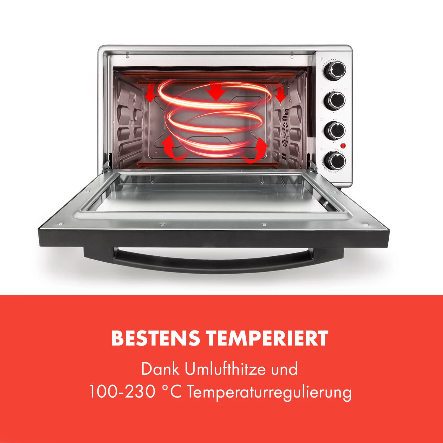 Masterchef 45 Mini-Backofen 45l 2000W 100-230 °C Timer Silber 3 Masterchef 45 Mini-Backofen 45l 2000W 100-230 °C Timer Silber – Bild 3