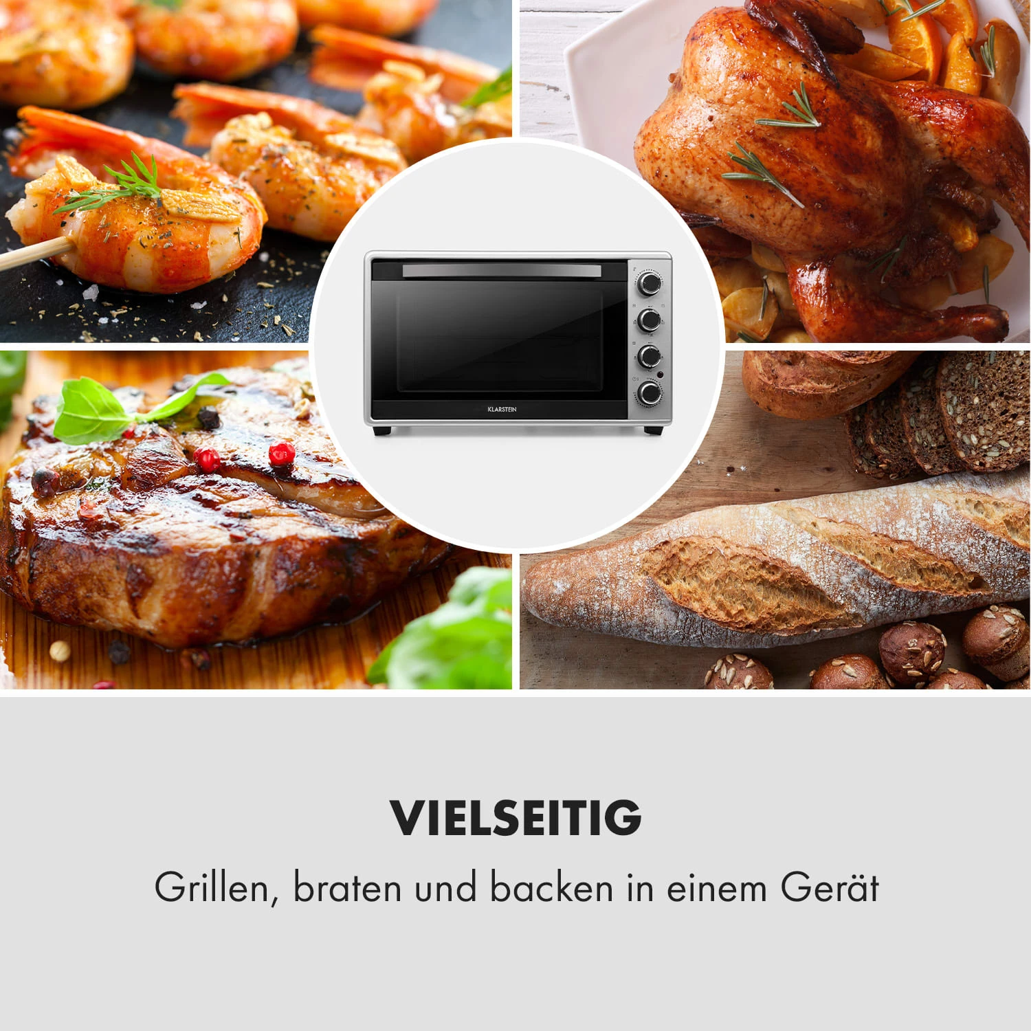 Masterchef 45 Mini-Backofen 45l 2000W 100-230 °C Timer Silber 7 Masterchef 45 Mini-Backofen 45l 2000W 100-230 °C Timer Silber – Bild 7