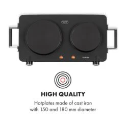 Cookorama Doppelkochplatte 1900-2250 W 150/180 Mm Ø 5 Stufen Schwarz -Outdoor Grills Store 10034573 yy 0003 logo Klarstein Cookorama Doppelkochplatte schwarz
