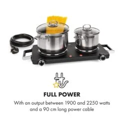 Cookorama Doppelkochplatte 1900-2250 W 150/180 Mm Ø 5 Stufen Schwarz -Outdoor Grills Store 10034573 yy 0004 logo Klarstein Cookorama Doppelkochplatte schwarz