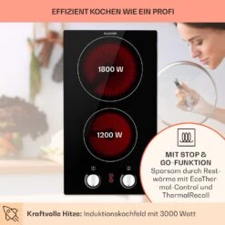 EasyCook Domino Keramikkochfeld 3000W Drehregler Schwarz -Outdoor Grills Store 10034603 de 0003 usp