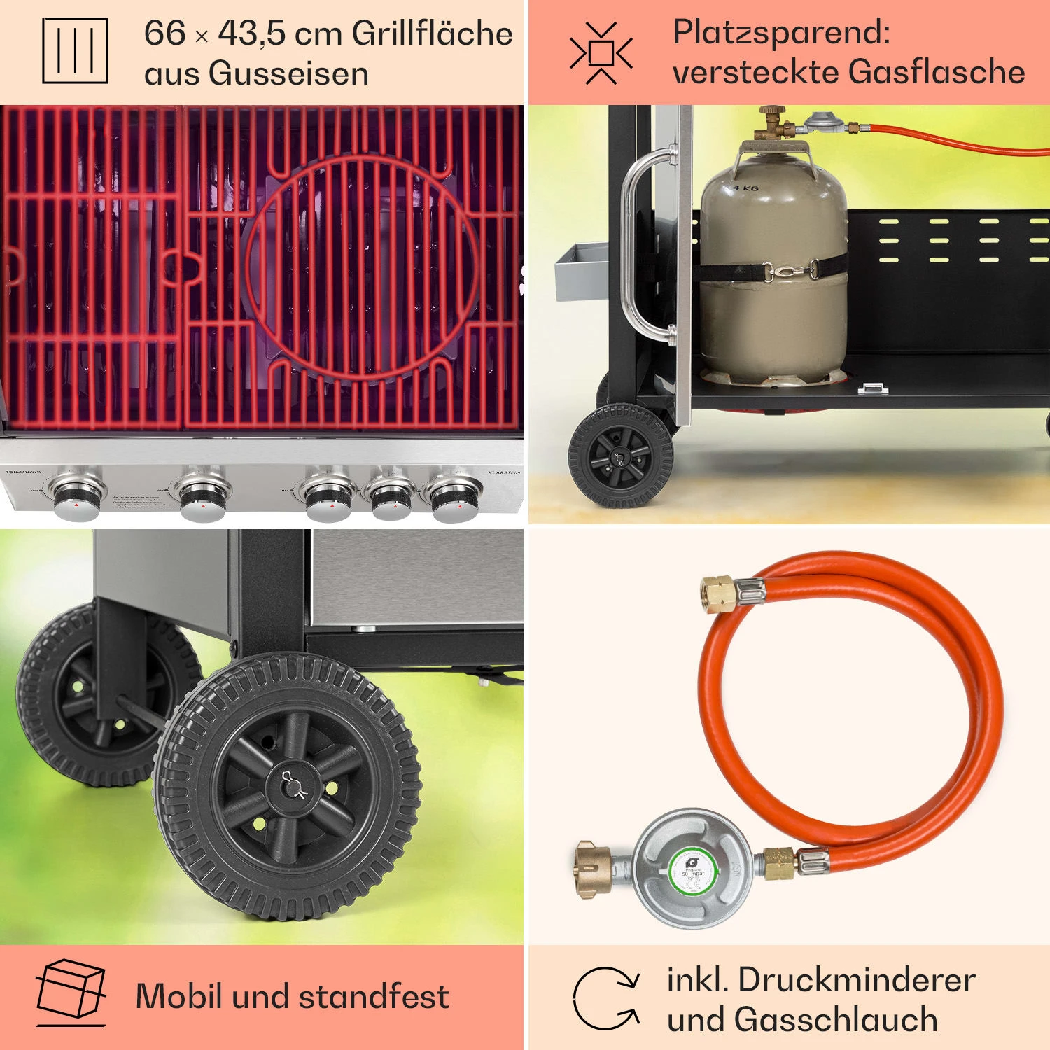 Tomahawk Gasgrill 4x3,6 KW + 2,7 KW Brenner 66x43,5 Cm Grill Edelstahl 5 Tomahawk Gasgrill 4x3,6 KW + 2,7 KW Brenner 66x43,5 Cm Grill Edelstahl – Bild 5